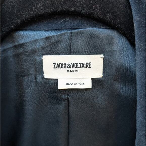 ZADIG & VOLTAIRE Viva Velours Velvet Button Navy Blazer, size S - Picture 3 of 11